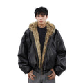 Men's Reversible Leather-and-Fur Hooded Winter Jacket style-haven-vwag8