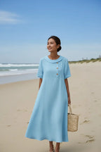 Clean Light Blue Midi Dress – Beach Full Head