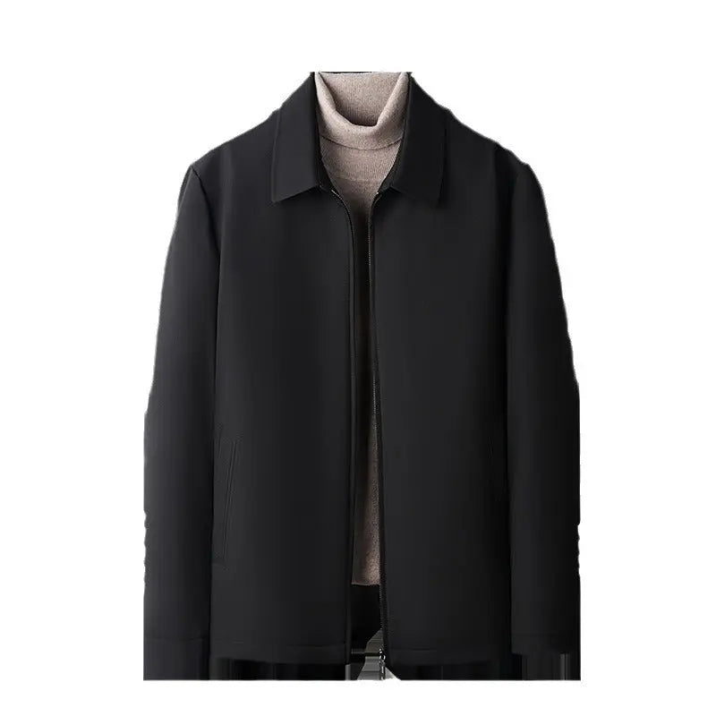 Men's White Goose Down Jacket — Polo Collar with Removable Liner style-haven-vwag8