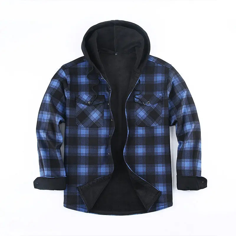 Men's Fleece-Lined Thickened Hooded Shirt style-haven-vwag8