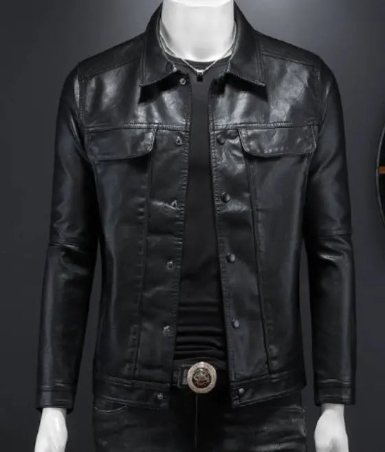 Male Premium Leather Utility Jacket Gear Hikes