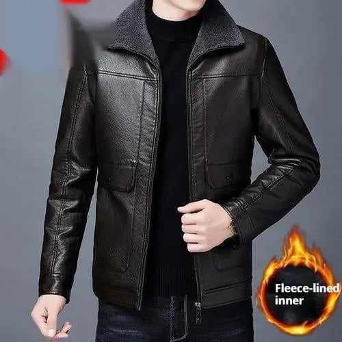 Men's Fur-Lined PU Leather Jacket style-haven-vwag8