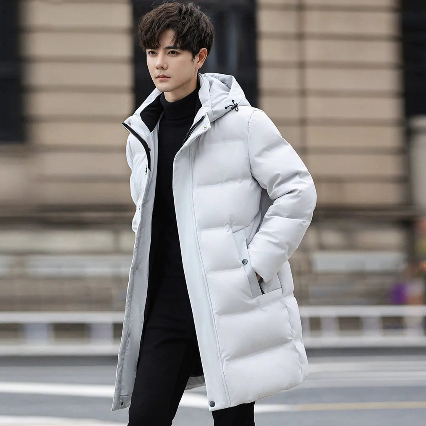Men's Mid-Length Heavily Padded Slim Coat style-haven-vwag8