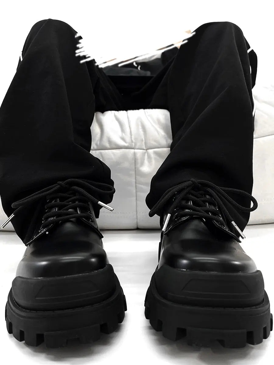 Thick Soled Men's British High-end Black Elevated Leather style-haven-vwag8