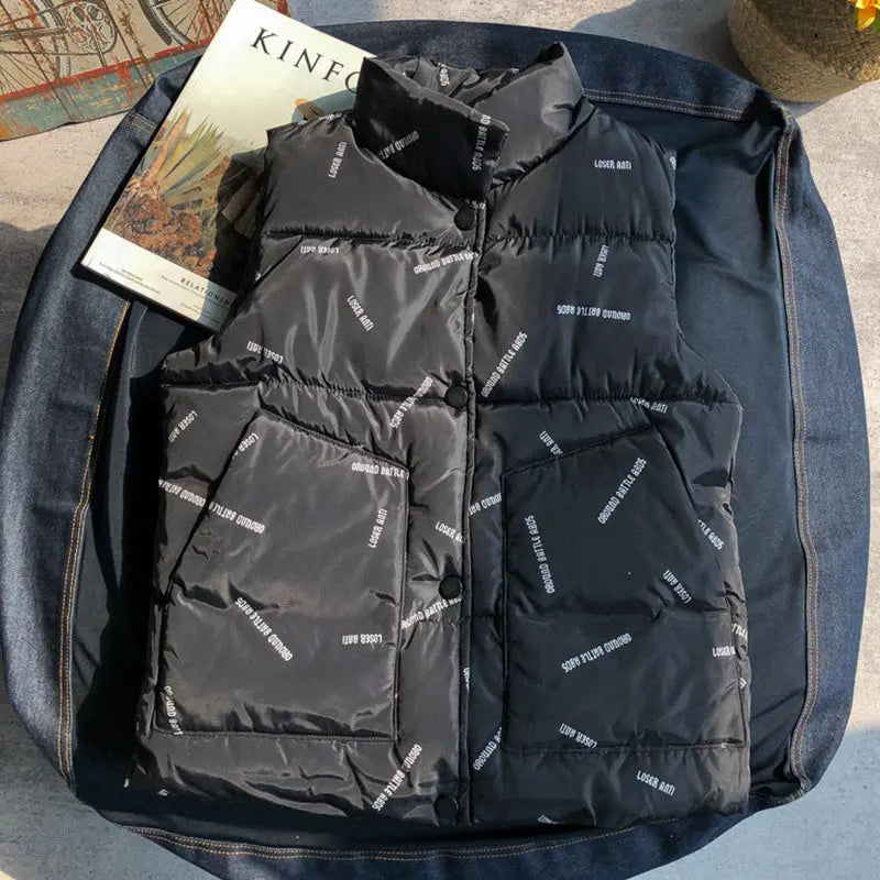 Men's Down Cotton Puffer Vest — Stand-Collar Waistcoat style-haven-vwag8