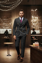 Expanded Black Pinstripe Suit - Full Model