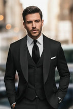 Expanded Black Three-Piece Suit - Full Model