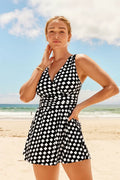 Modlily Color Block Checkered Print Cutout Swimdress Top Modlily