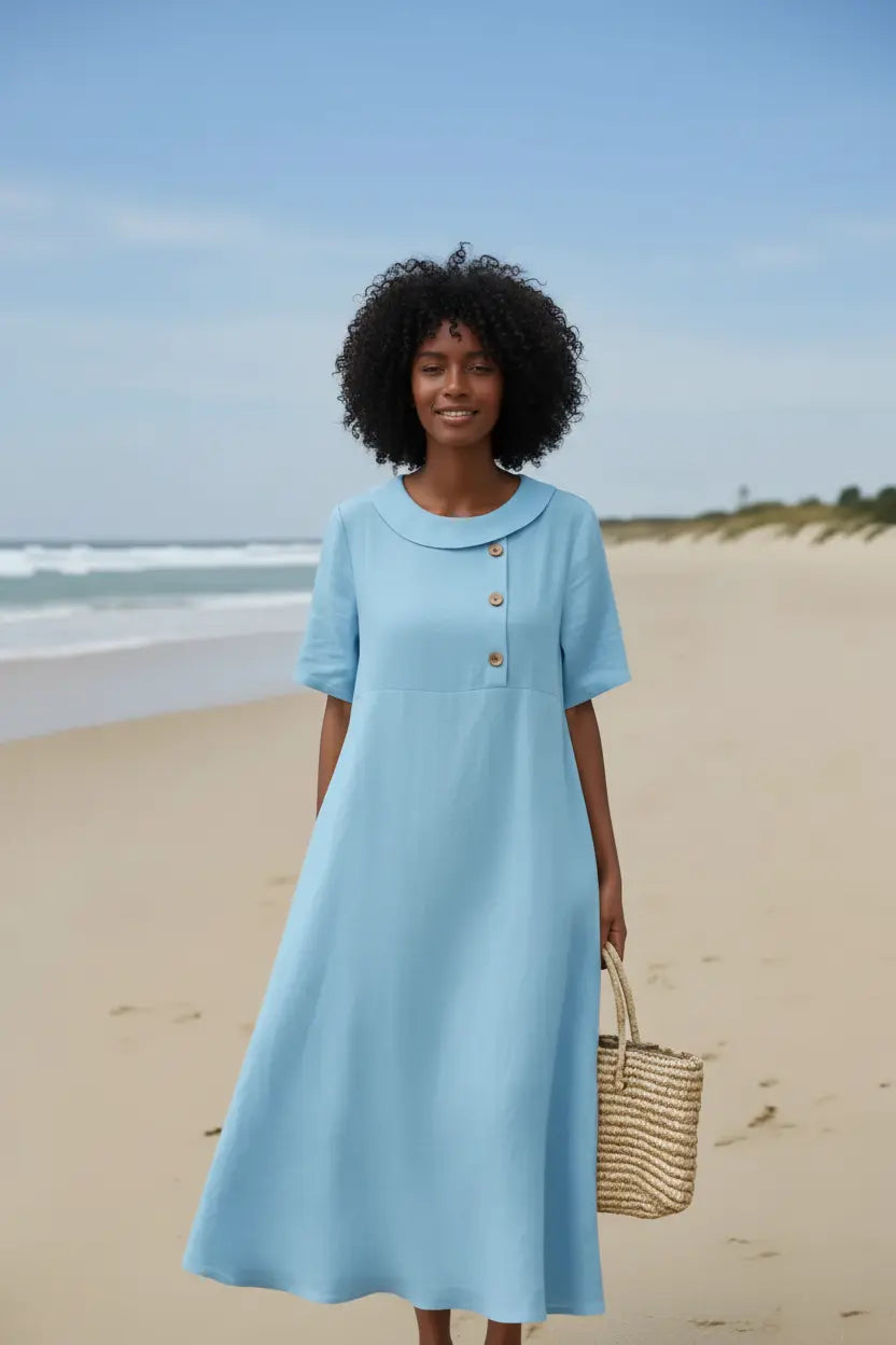 Expanded Blue Midi Dress – Beach