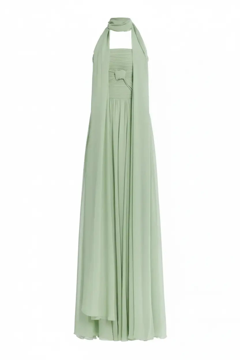 Expanded Green Dress Flat Lay