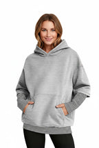 Expanded Grey Hoodie White Background