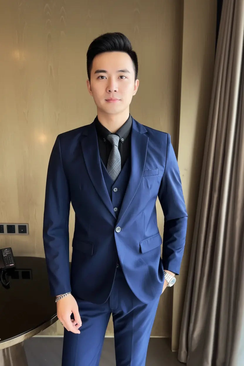 Expanded Navy Blue Three-Piece Suit Hotel - Full Model