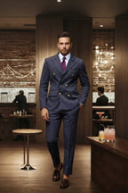 Expanded Navy Pinstripe Suit - Full Model