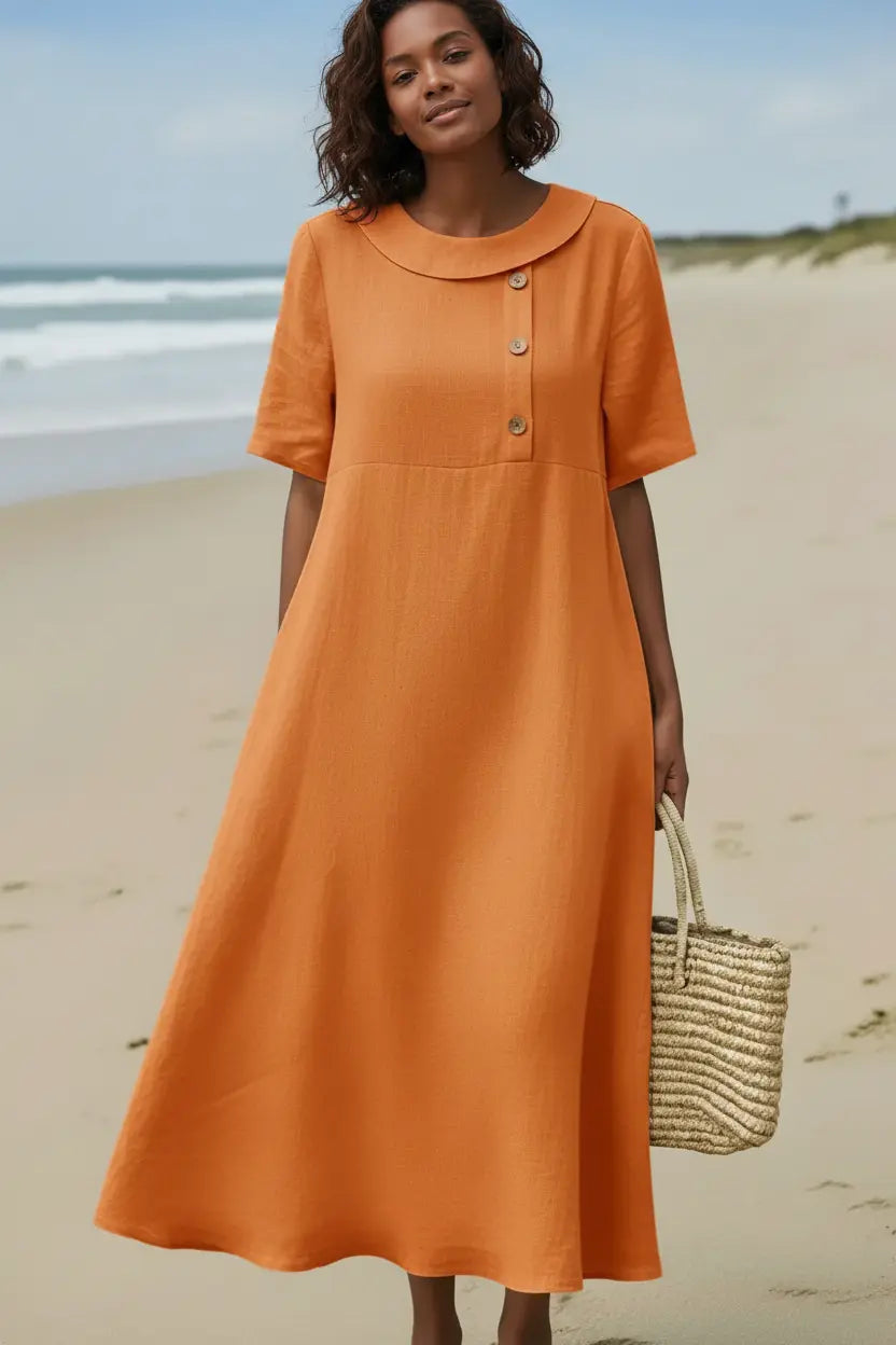 Expanded Orange Midi Dress – Beach