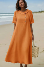 Expanded Orange Midi Dress – Beach