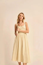 Expanded Product Image - Cream Square-Neck Midi Dress