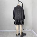 Solid-color Satin Dress With Intricate Pearl Detailing At The Neckline style-haven-vwag8