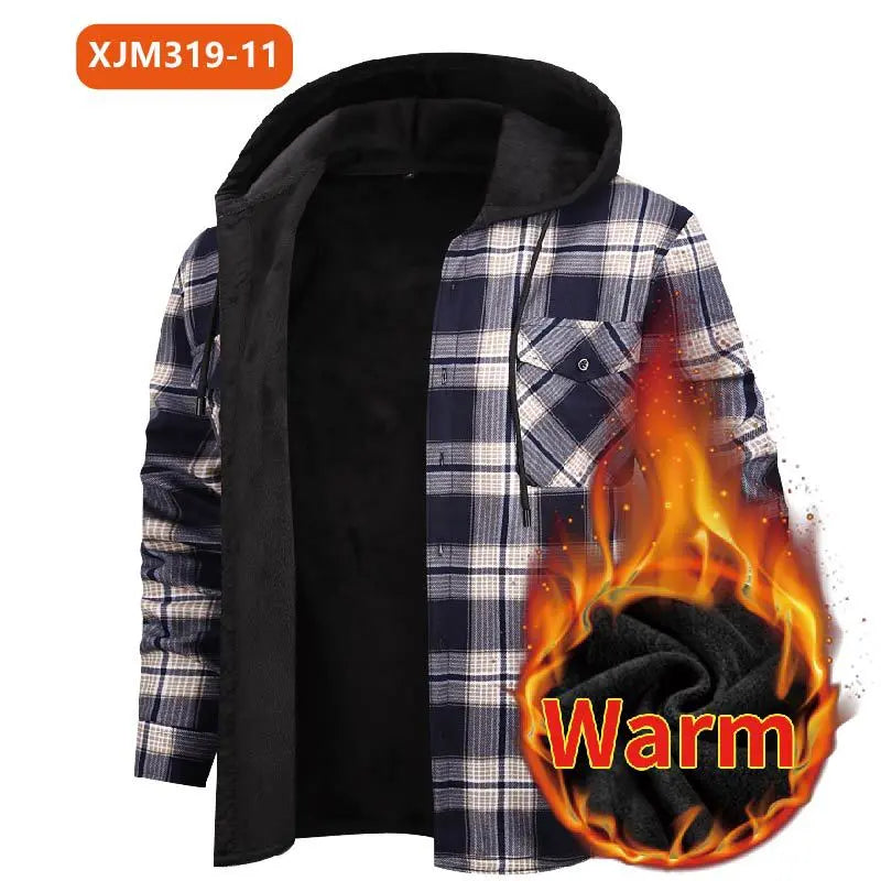 Men's Fleece-Lined Thickened Hooded Shirt style-haven-vwag8