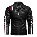 Mens Leather Jackets Motorcycle Stand Collar Gear Hikes