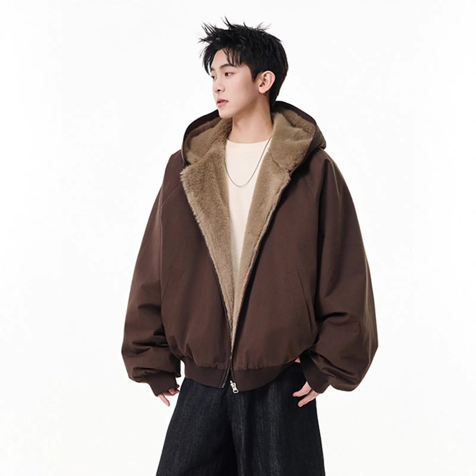 Men's Reversible Fleece-Lined Hooded Coat — Hong Kong Style style-haven-vwag8