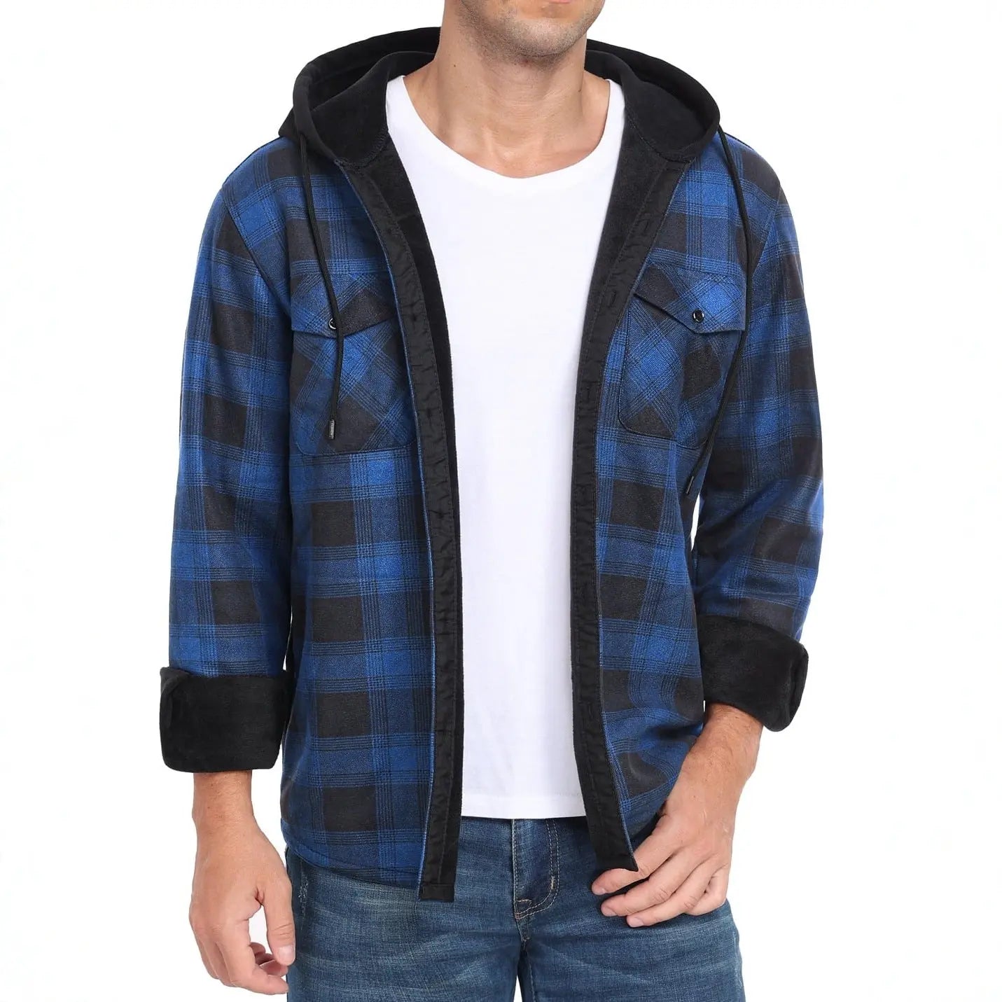 Men's Fleece-Lined Thickened Hooded Shirt style-haven-vwag8