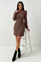 Women's Houndstooth Print Bodycon Maxi Dress Style Haven