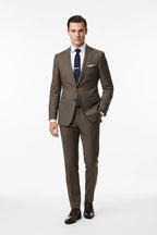 Men's Slim-Fit Two-Piece Suit in Brown - Style Haven