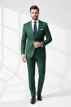 Men's Slim-Fit Two-Piece Suit in Green - Style Haven