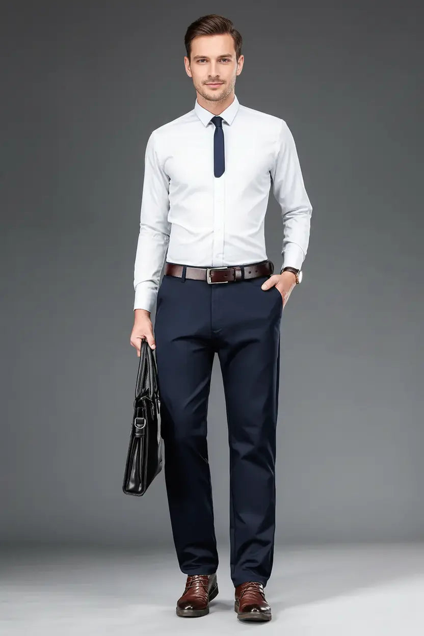 Men's Navy Dress Pants - Full View