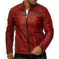 Mens Red Leather Jacket - M