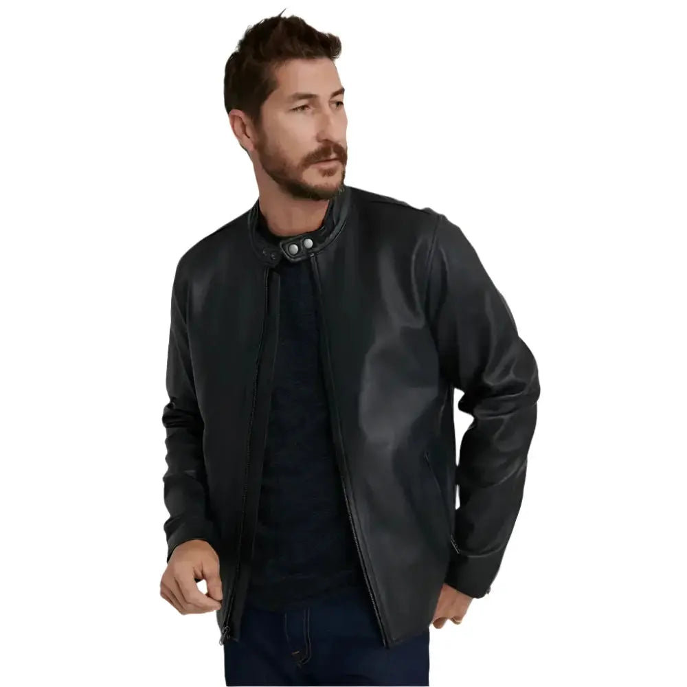 Mens Black Leather Jacket Riders Republic UK