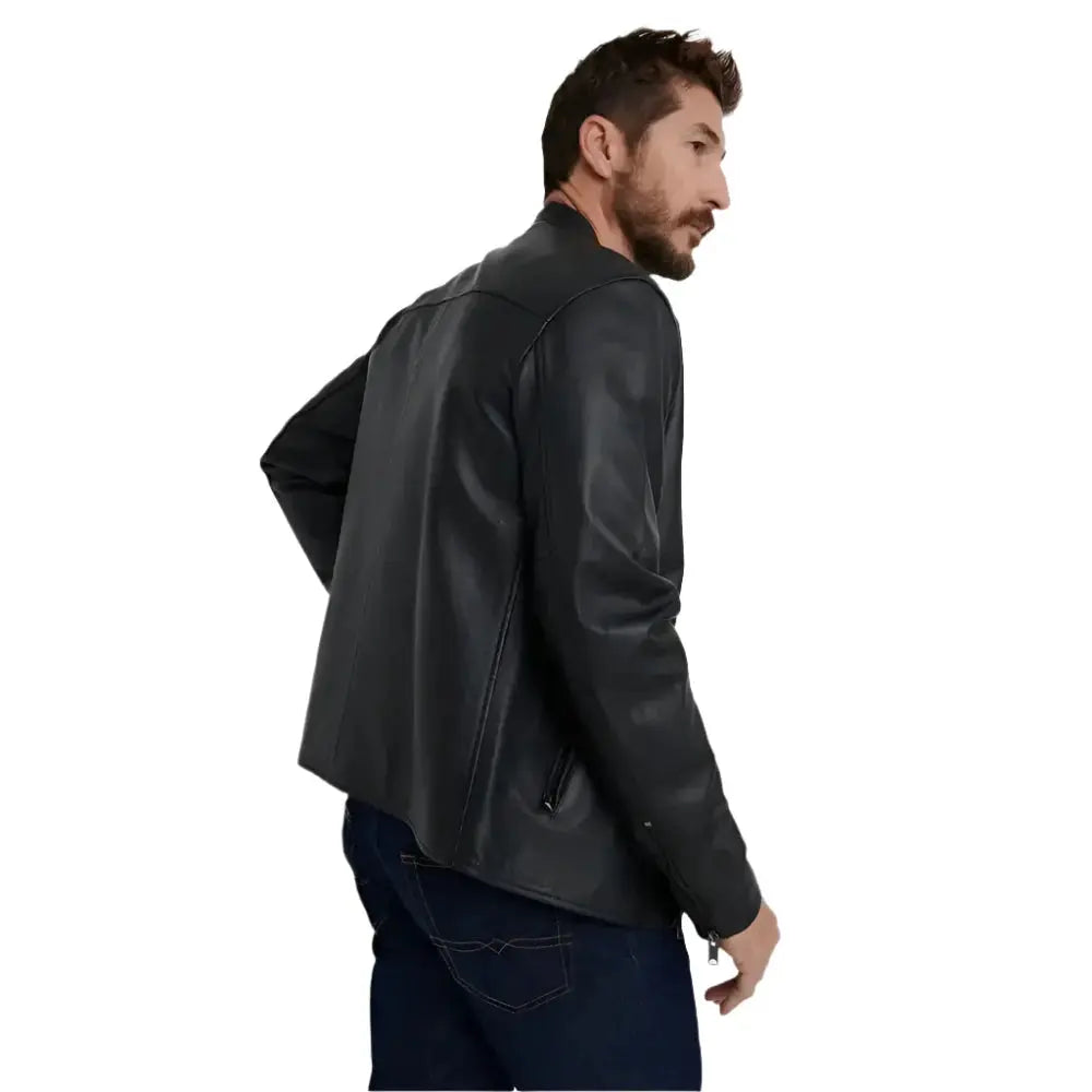 Mens Black Leather Jacket Riders Republic UK