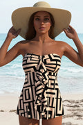 Modlily Geometric Print Light Coffee Tankini - Expanded