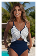 Modlily Striped Navy Patchwork One Piece - Expanded