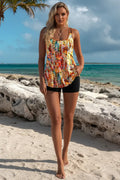 Women's Animal Print Orange Scoop Neck Tankini Set Style Haven