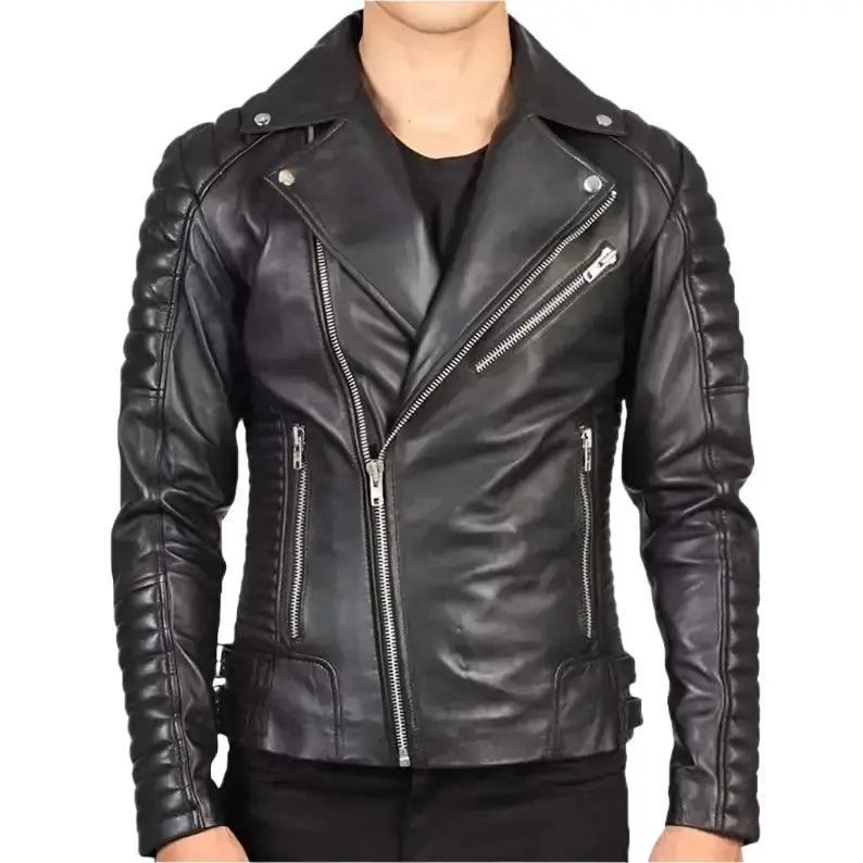 Mens Black Leather Jacket Riders Republic UK