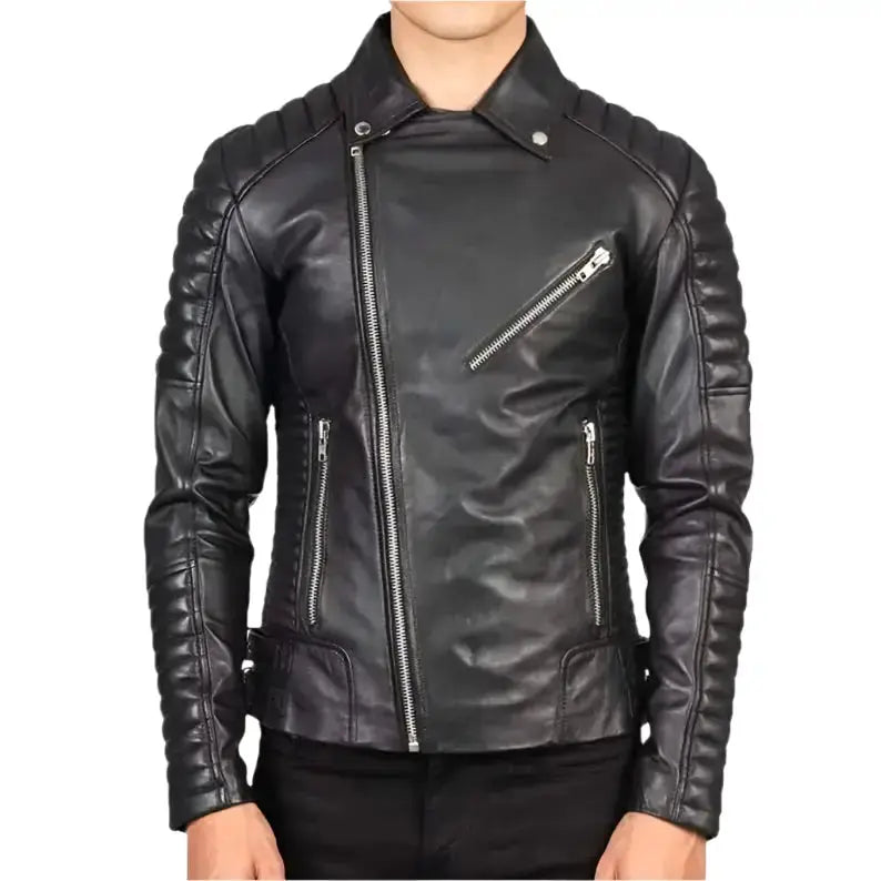 Mens Black Leather Jacket Riders Republic UK