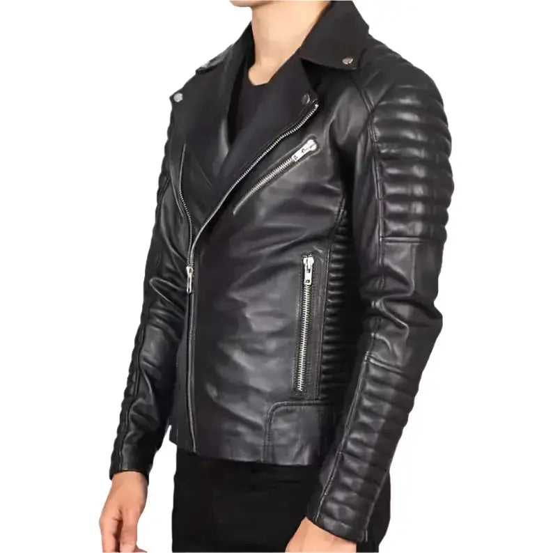Mens Black Leather Jacket Riders Republic UK