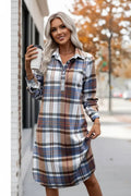 Women's Multi Color Tummy Coverage Plaid Long Sleeve Dress Style Haven