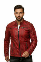 Red Leather Jacket - Full Head View