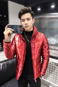 Shiny Red Puffer Jacket — Full Frame