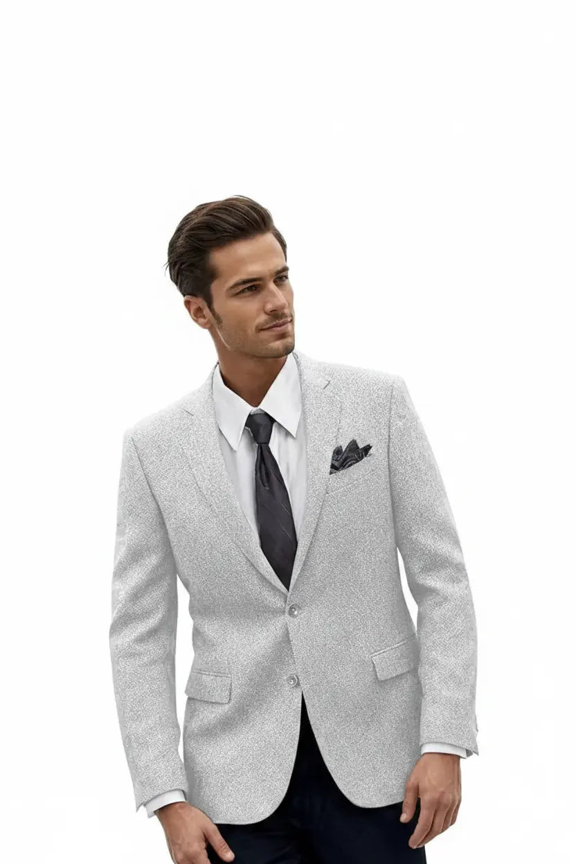 White Textured Blazer — Expanded Upward